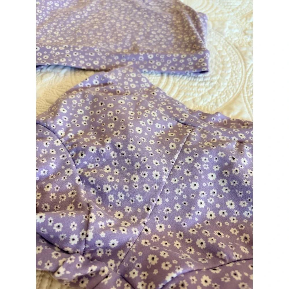 Willa B Dance Wear Little Girls Purple Floral Two-Piece Tank and Shorts Set